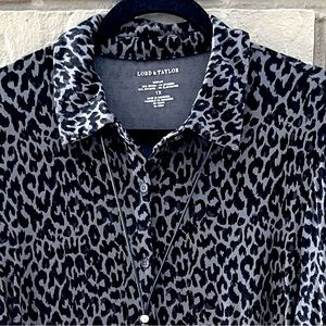 Lord & Taylor Button Down Shirt Animal Print